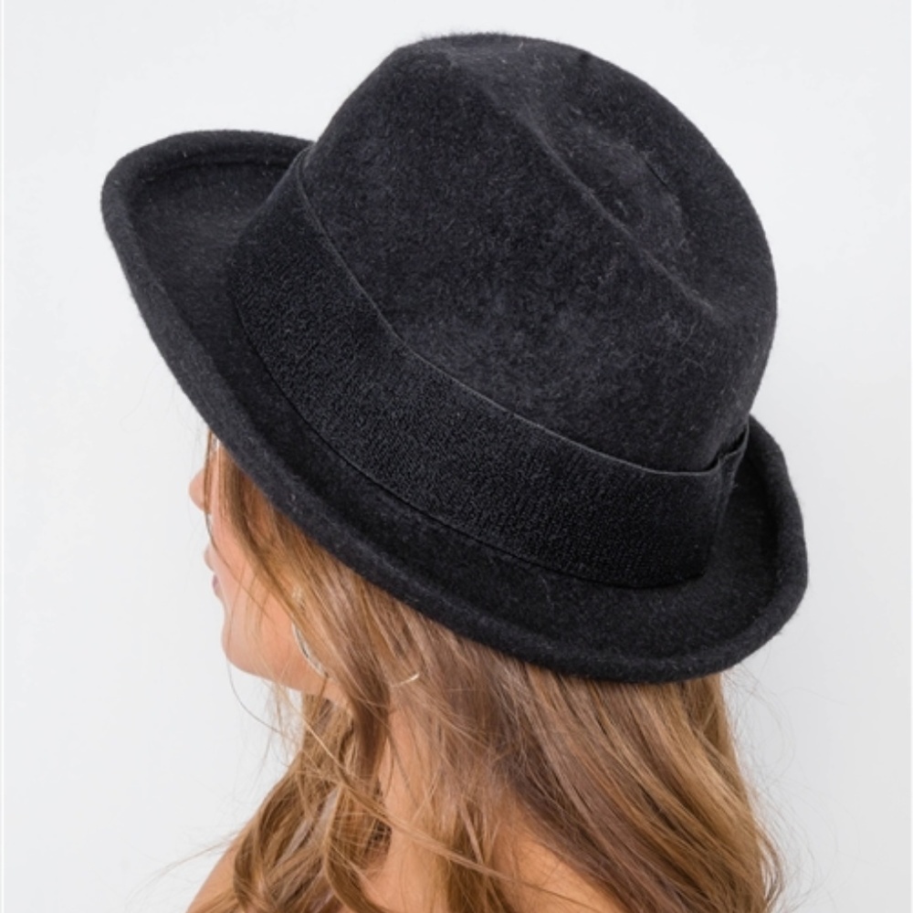 WOOL GREY CONTRAST TRIM FEDORA HAT - Picture 5 of 8